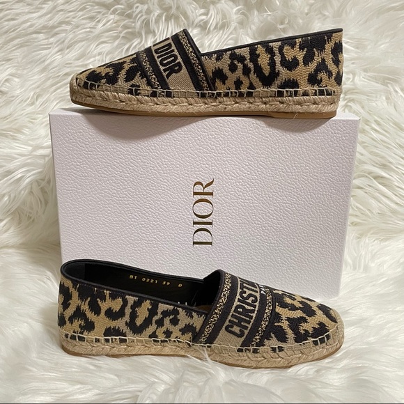 CHRISTIAN DIOR LOGO EMBROIDERED LEOPARD PRINT GRANVILLE ESPADRILLE 39 - Picture 12 of 12